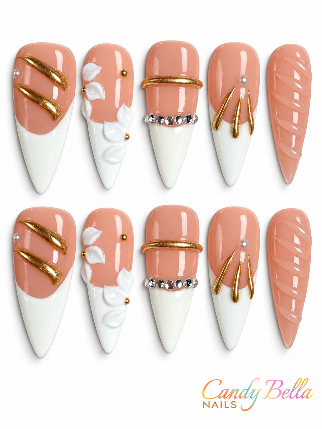 French Stiletto Gold design