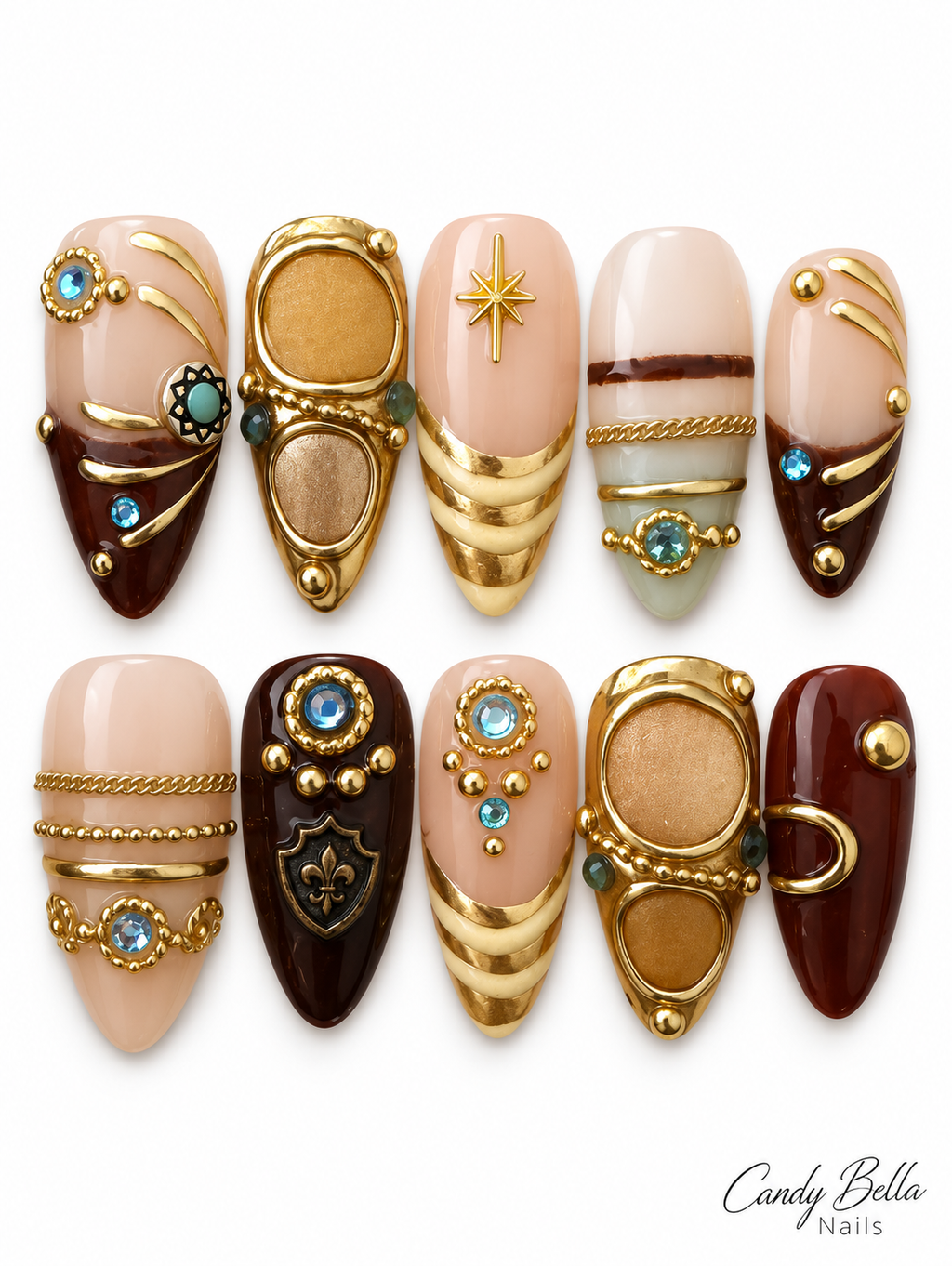 Nude and gold almond
