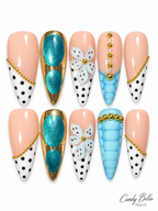 Polka dot/turquoise/gold