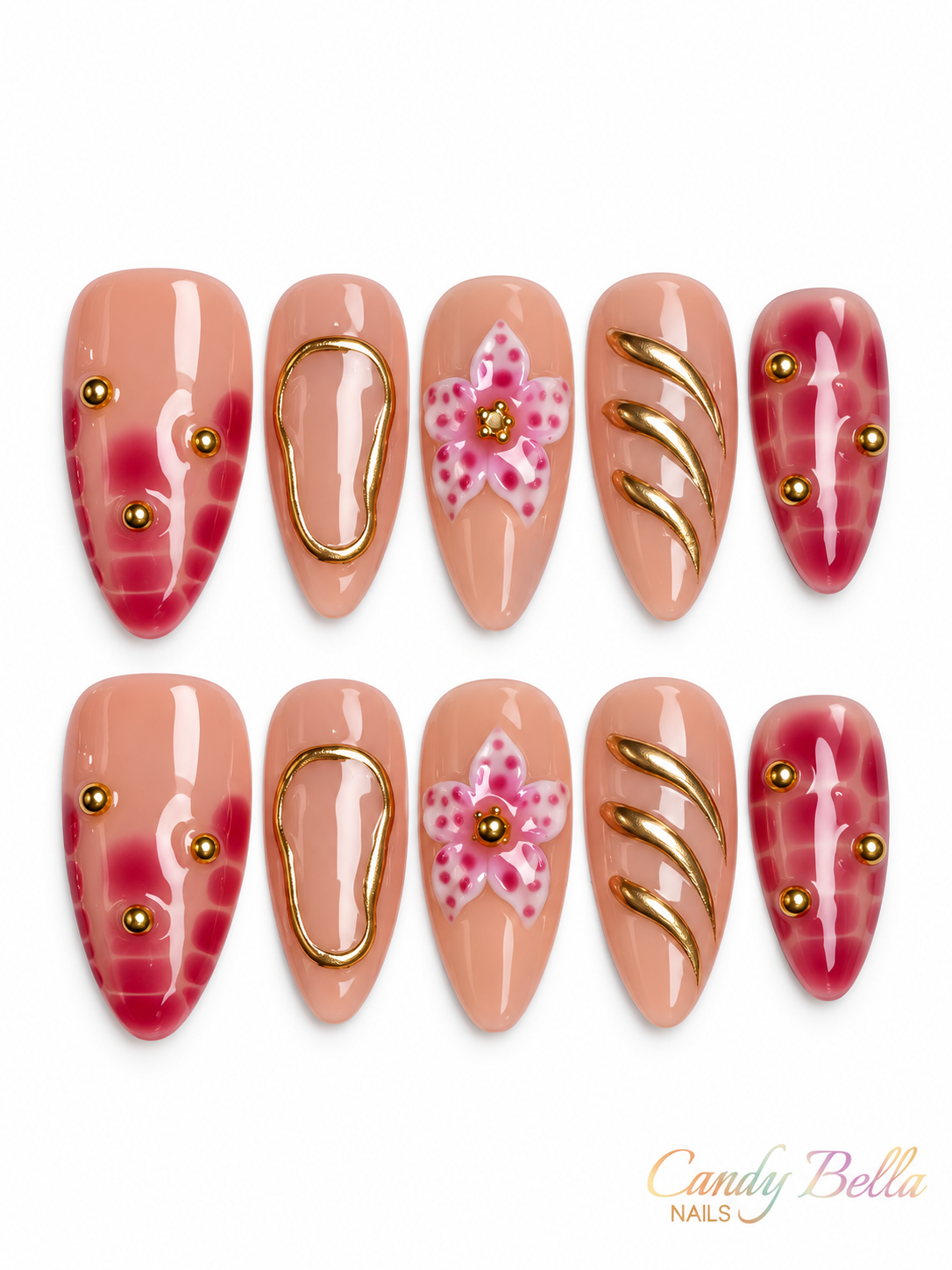 Pink flower design almond